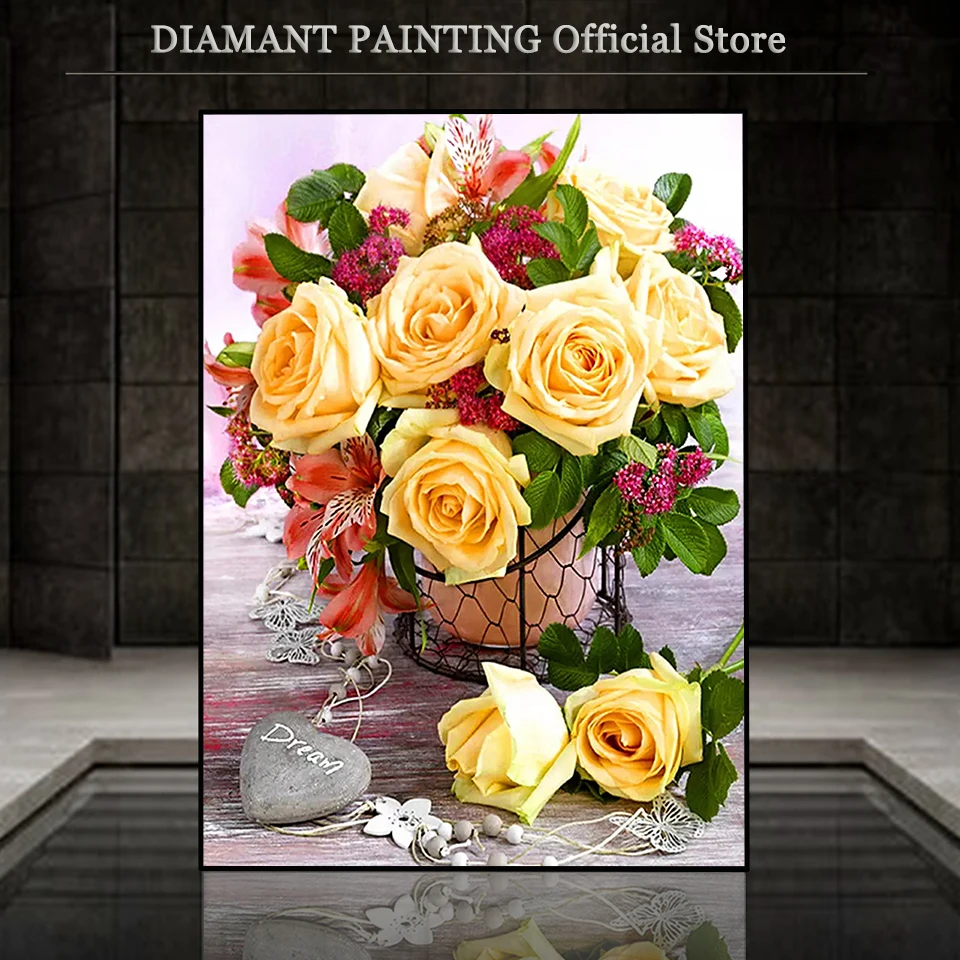 Полностью Квадратный бриллиант 5D Вышивка крестиком на рисунке цветы мозаика