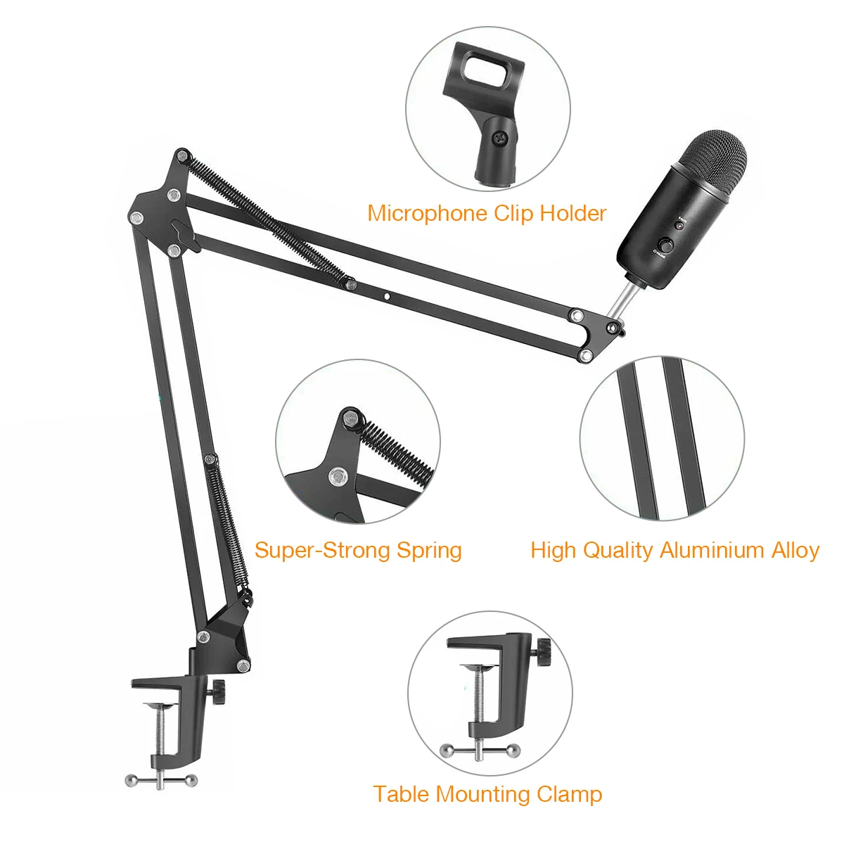 Складная подставка для микрофона Регулируемая металлическая длинная рукоятка