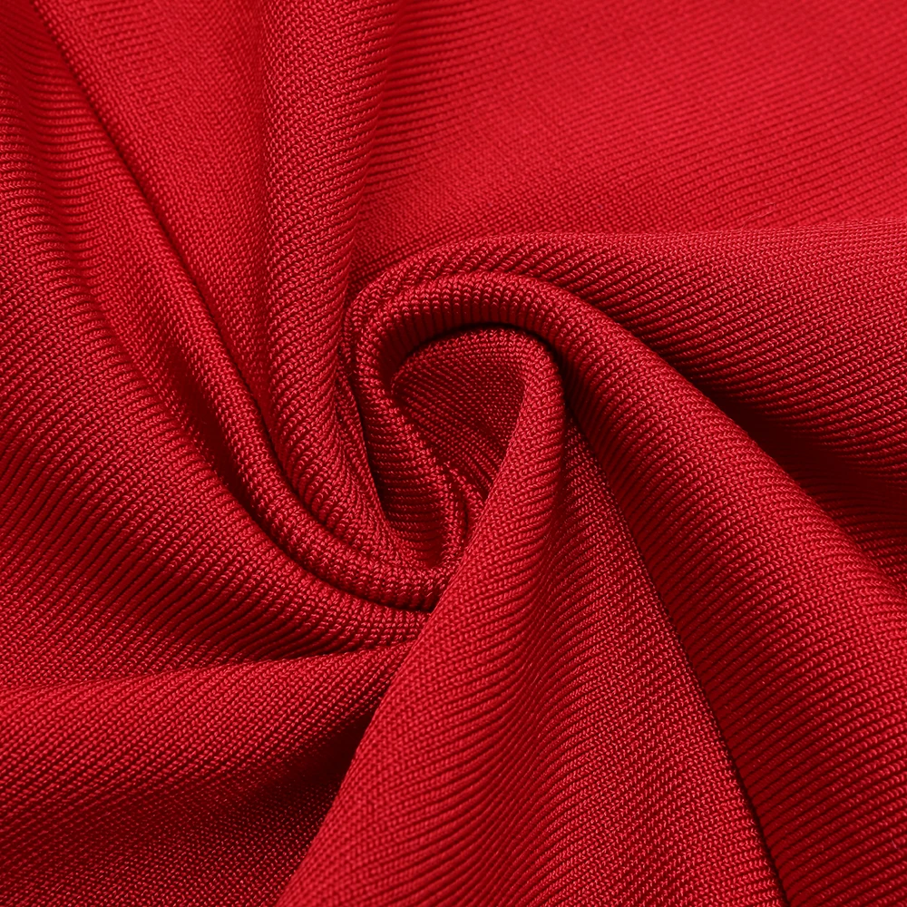 

PB Chic Red Midi Dress Long Sleeves Sexy Hollow Out V Neck Draped Design Celebrity Party Club Vestido