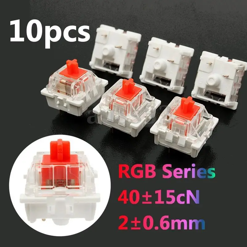 

10Pcs Plastic For Cherry Red 3 Pin MX RGB Mechanical Switch Keyboard Replacement