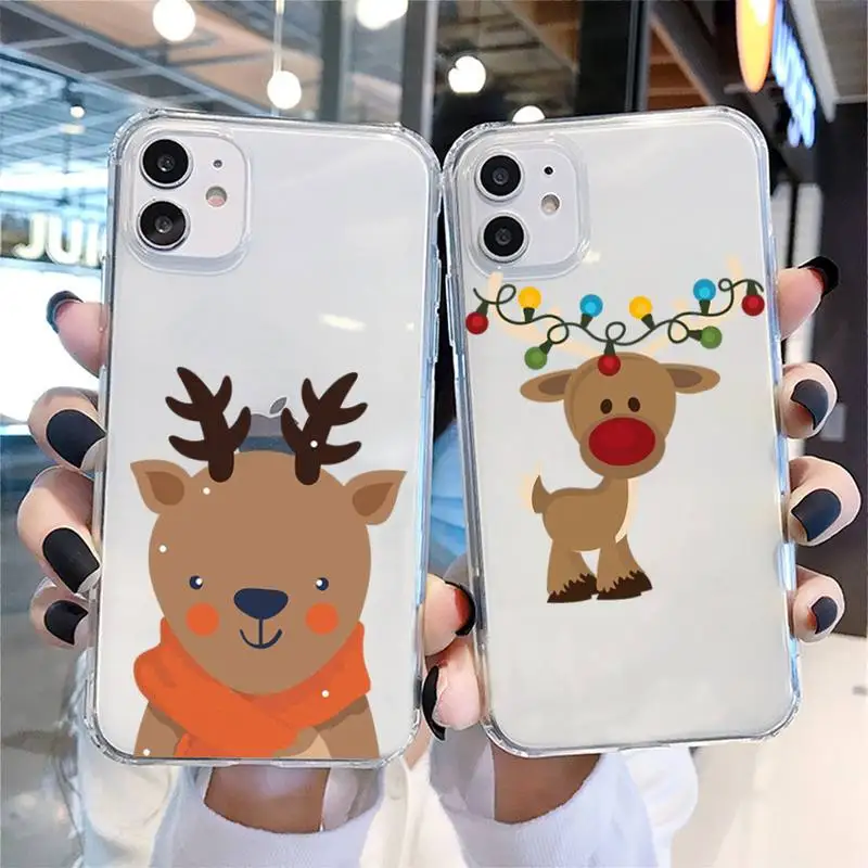 

Christmas Elk Snow Santa Cartoon Phone Case For IPhone SE2 11 11Pro XS MAX XR 7 8 6 Plus 5 5S SE 12 Mini 12Pro Max