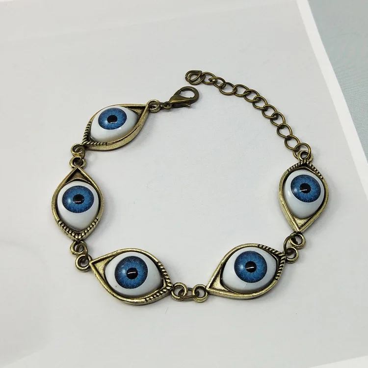 Винтажный Бронзовый турецкий дьявол Evil Eyes браслет кулон Панк подвеска в стиле
