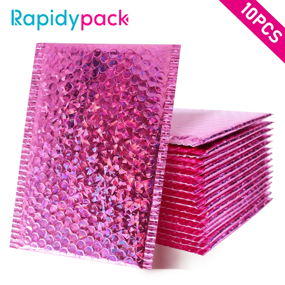 Rapidypack 10 шт. 15x20 + 4 см розовые зеркальные пакеты упаковка зеркальная