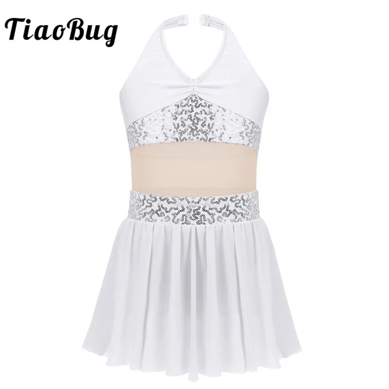 TiaoBug/Сетчатое эластичное балетные гимнастические леотарды для девочек детское