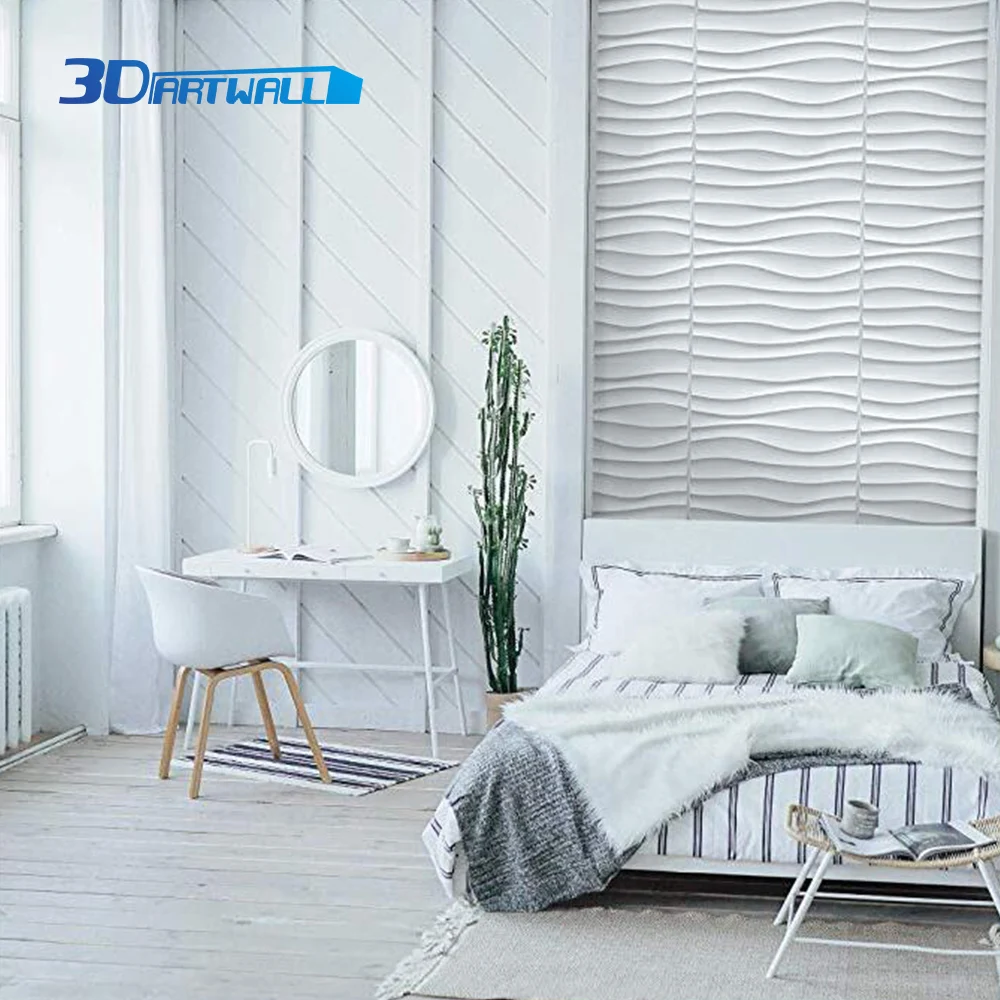3DARTWALL ПВХ 3D стены Панель Волна дизайн Белый 19 7 &quotx 7" 12 штук в коробке 32ft|Обои| |
