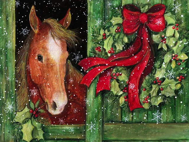 

5D, сделай сам, бриллиантовый рисунок Рождество лошадь полный дрель мозаика набор для рукоделия, алмазная Вышивка Животных из мультфильмов, ...