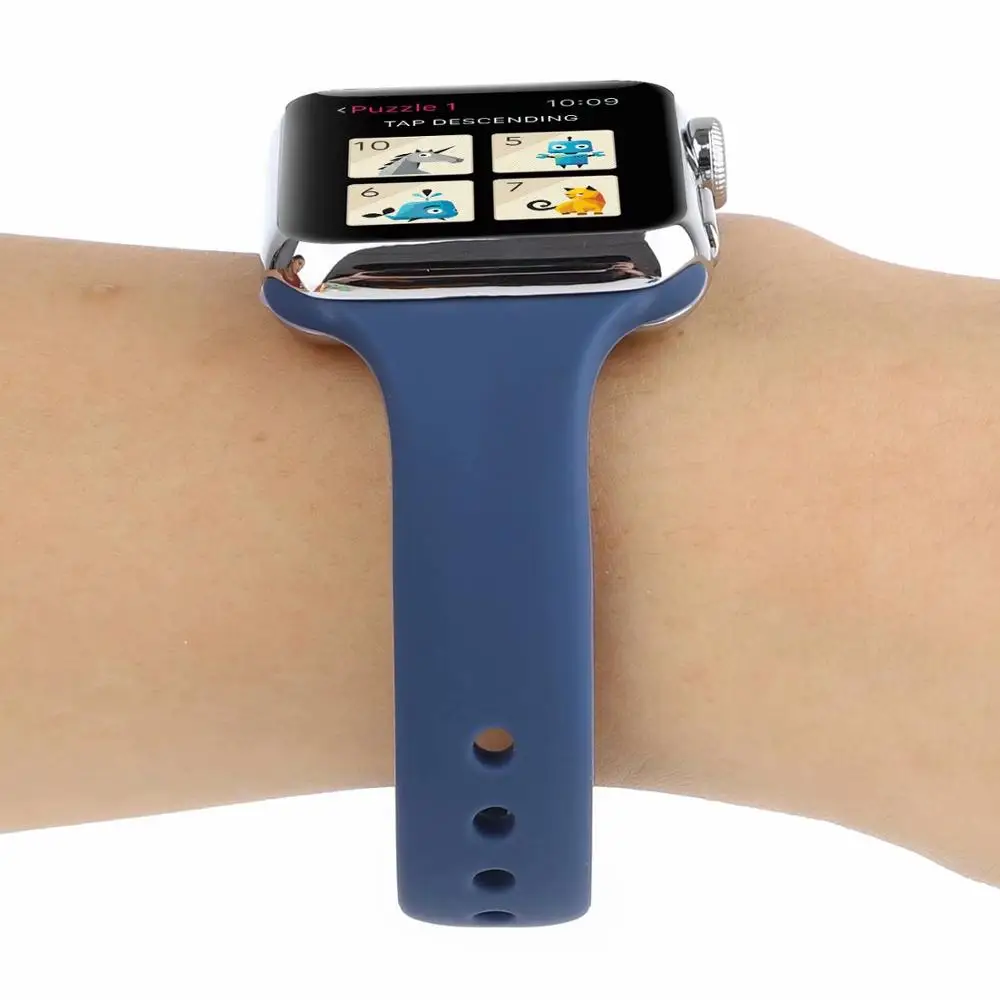 Мягкий силиконовый спортивный ремешок для наручных часов Apple watch версии 5 4 3 2 1 38 мм