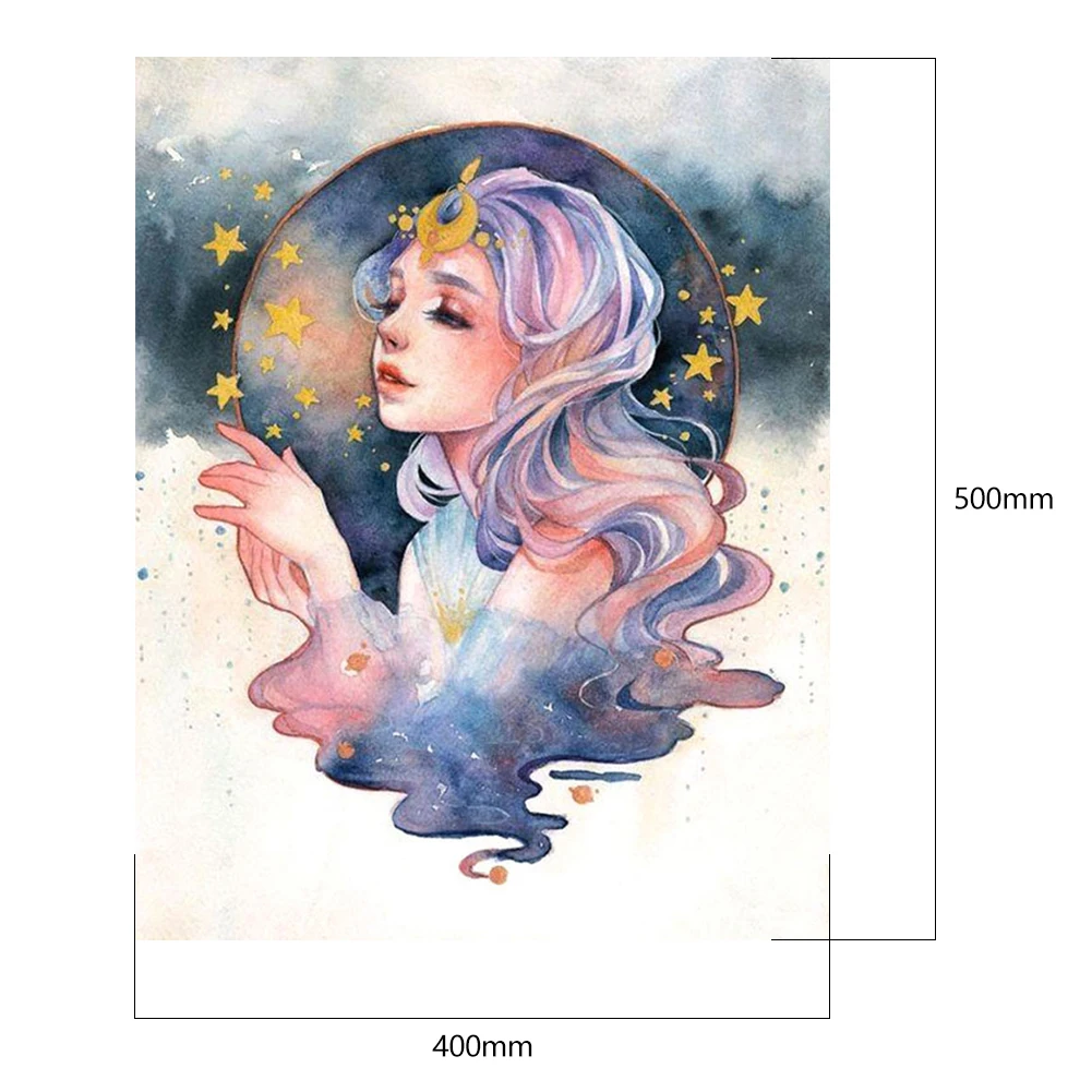 

Girl Moon Goddess 40x50cm DIY Painting By Numbers HandPainted Oil Painting Canvas Colouring Unique Gift Home free shipping