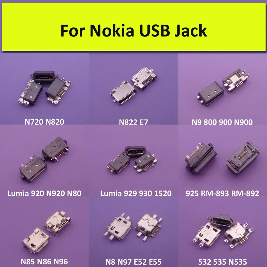 2 шт. разъём Micro USB для зарядки Nokia Lumia N8 86 96 97 720 820 822 800 900 920 929 930 1520 532 | Строительство и