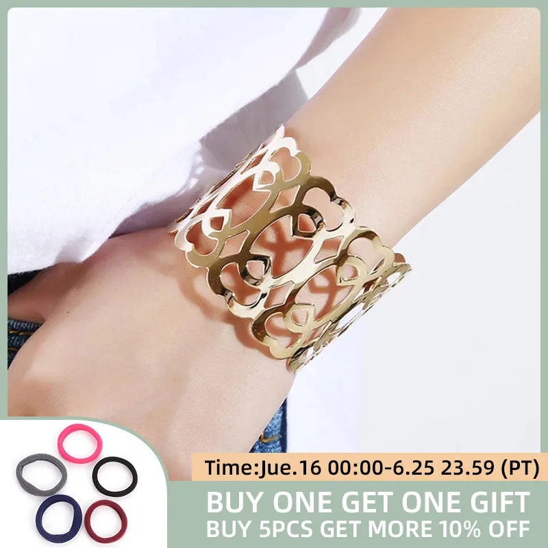 Браслет Dorado с широкими манжетами и полым сердцем браслет для женщин в стиле ретро