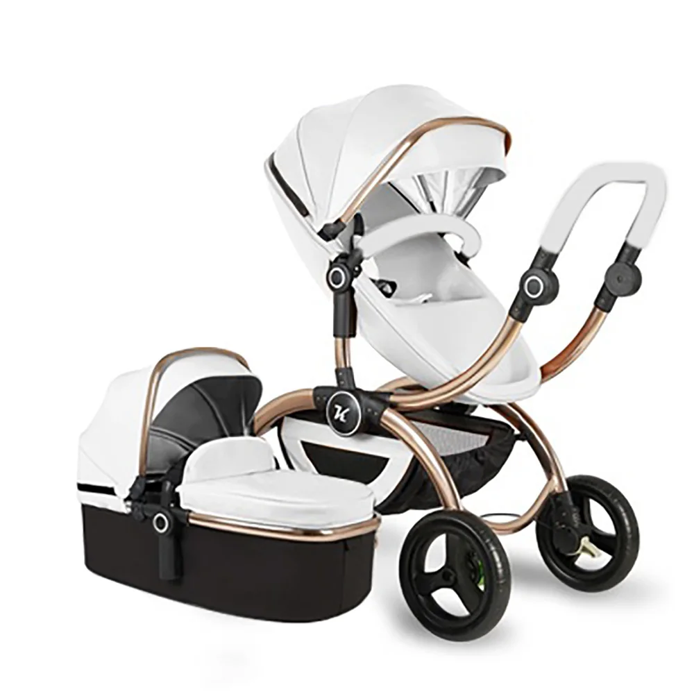 white 2 in 1 B Новая стильная детская коляска 3 в 1, складная детская коляска для автомобиля, независимая детская корзина для сна и автокресло - Цвет: white 2 in 1 B