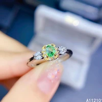 kjjeaxcmy fine jewelry s925 sterling silver inlaid natural tsavorite new girl classic gemstone ring support test chinese style