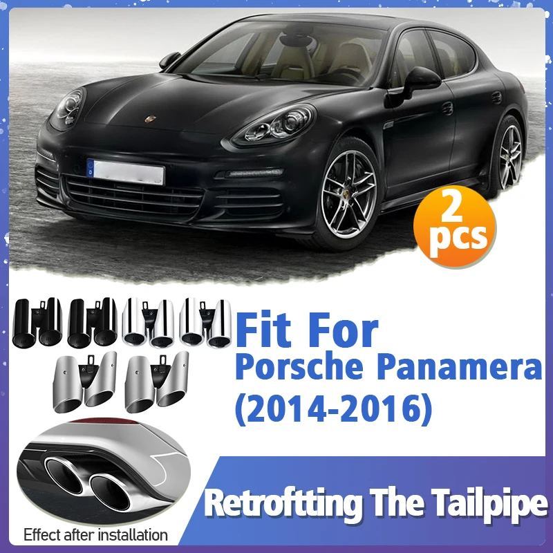 

Top Quality 2pcs Stainless Steel Tail Pipe Muffler Tip Fit for Porsche Panamera 2014-2016 Exhaust Muffler Tipe Car Accessories