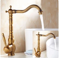 bathroom sink faucet antique brass 360 degree swivel basin faucet water tap single handle cold and hot water zd048