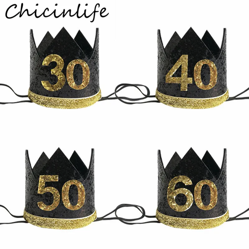 Chicinlife 1 шт. 30 40 50 60 лет Корона ободок для дня рождения День Рождения Вечеринка