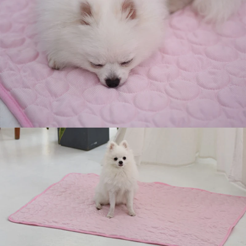 

3 Size Pet Ice Pad Pets Summer Cooling Mat Cool Cold Silk Moisture-Proof Cooler Sofa Mats Portable Tour Sleeping Pet Accessories