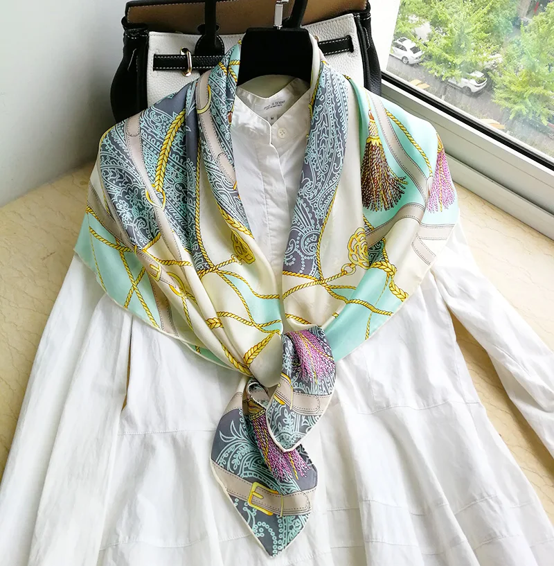 100% чистый шелк атласный квадратный большой шарф шаль платок 34 5x34 5 дюйма WJ043 |