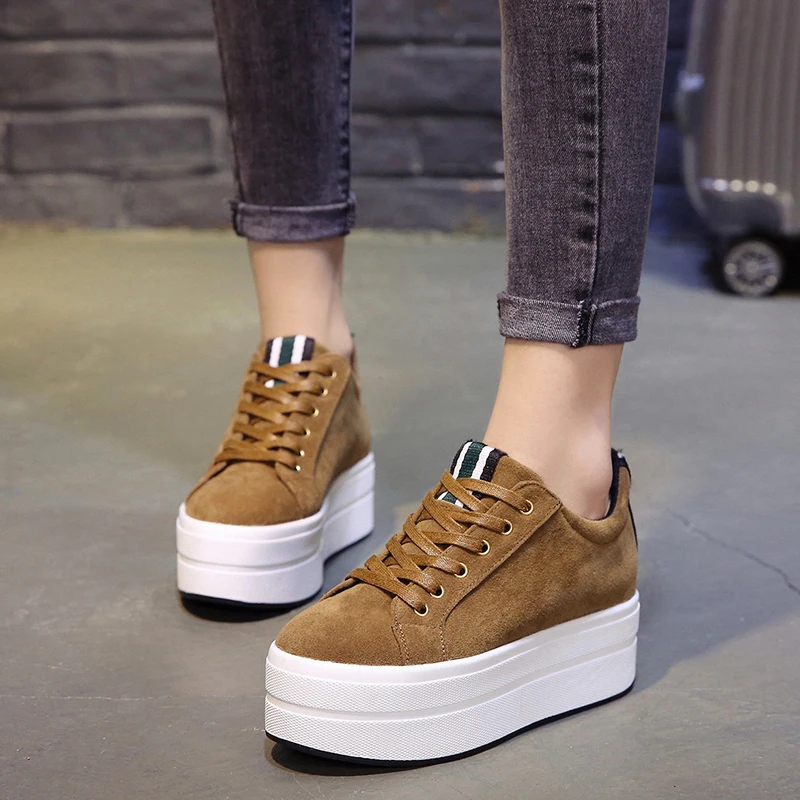 Кроссовки женские на платформе повседневная обувь высоком каблуке шнуровке