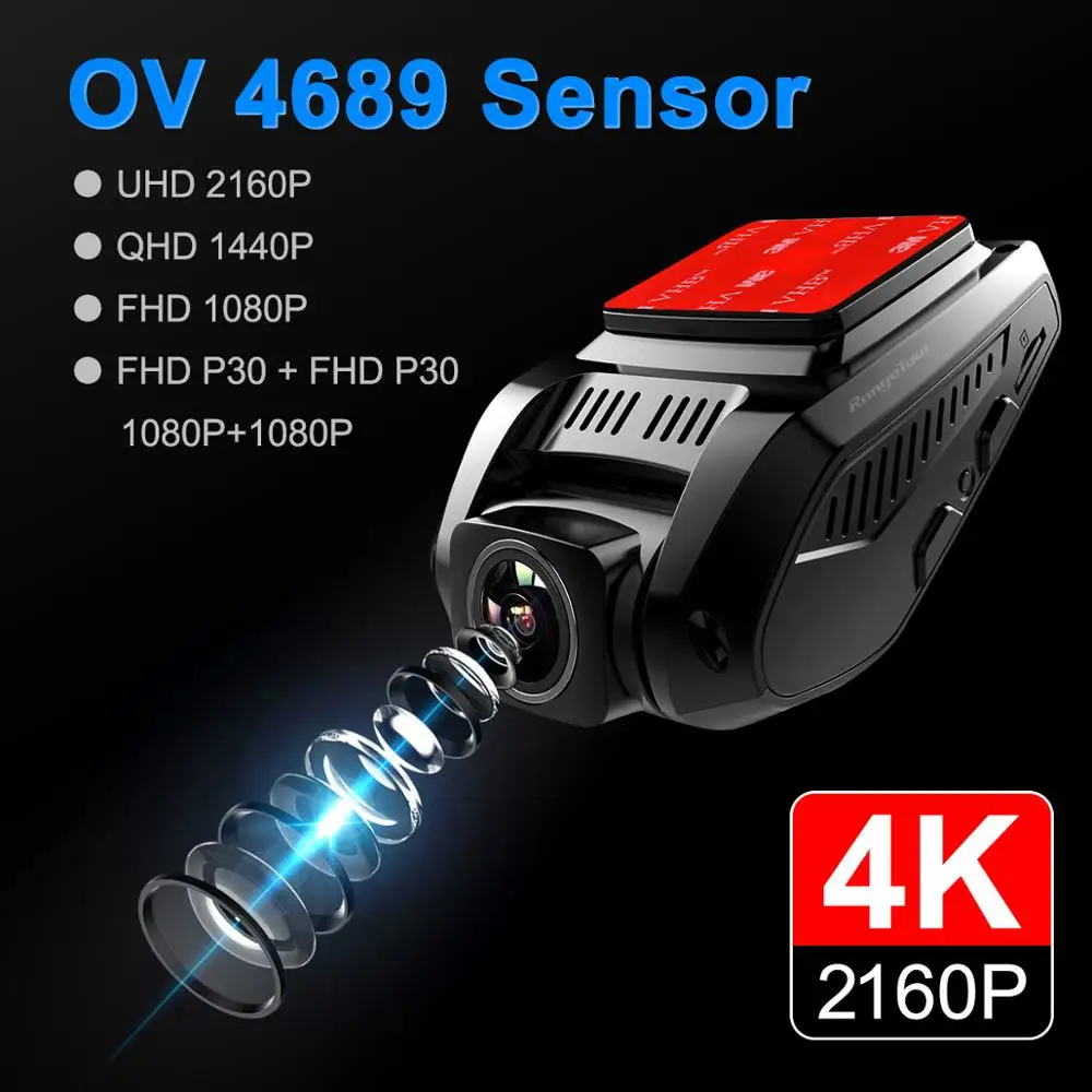 Автомобильный видеорегистратор 4K 2160P gps WiFi ADAS Dash Cam с двумя объективами 1080P+ 1080P автомобильная камера