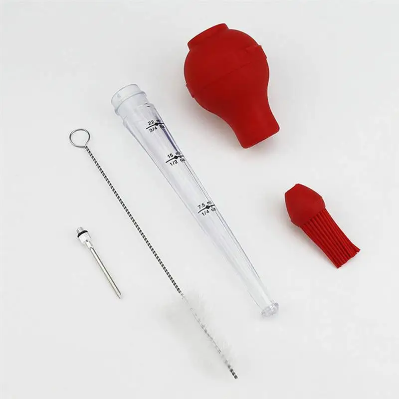 

Turkey Baster Silicone Bulb Including Meat Marinade Injector Needle with Barbecue Basting Brush