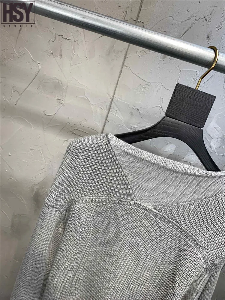 【HSY】2019 New Fashion Simplicity Women Sweater Long Sleeve V-neck Pure Color Baggy Pullover 2 Colors | Женская одежда