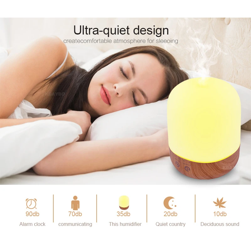 

300ml electric Ultrasonic Aroma Air humidifier Essential Oil Diffuser Wood Grain purifier mist maker LED light for home