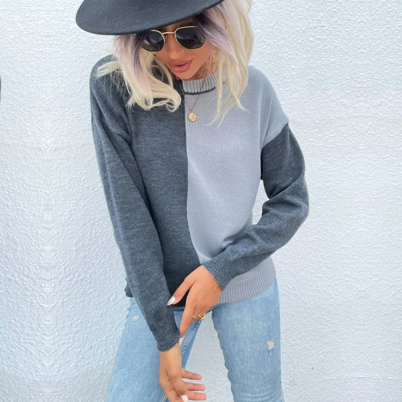 

Fall 2021 women wear Round collar Looser Knit Sweaters fashion sweater