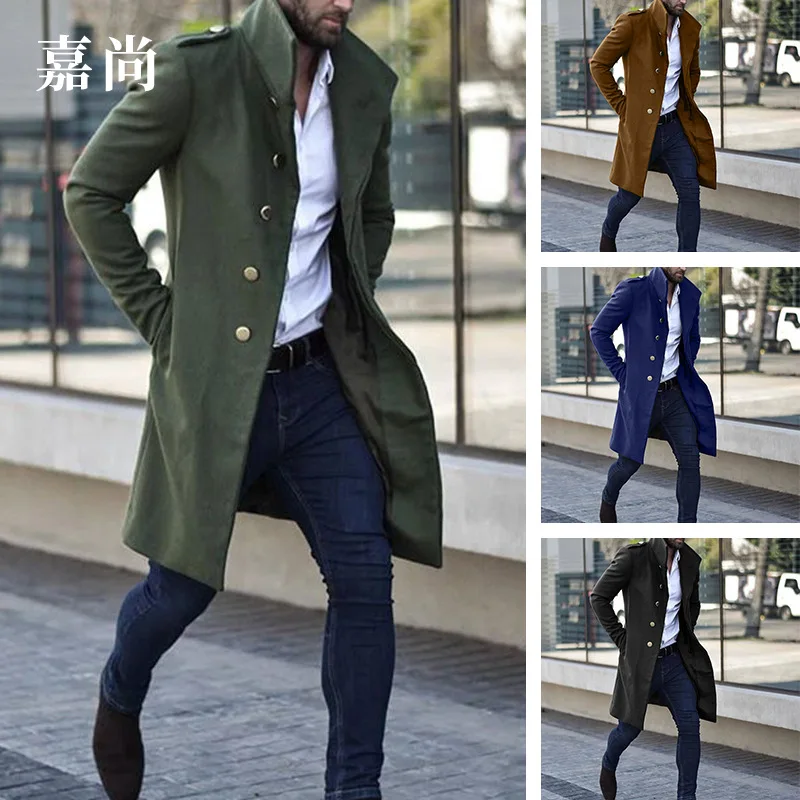 

2021 Europe and The United States Autumn New Solid-color Medium-length Coat Male British Casual Coat