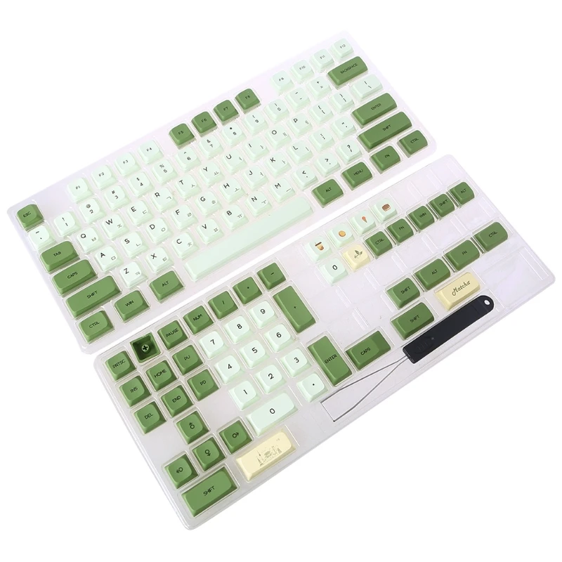 

124pcs Green PBT Keycaps XDA Profile DYE-SUB Keycap Japanese Korean Russian English for cherry MX Switch Mechanical Keyboard