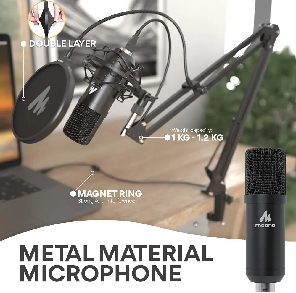 MAONO USB микрофон комплект 192 кГц/24 бит профессиональный конденсаторный для