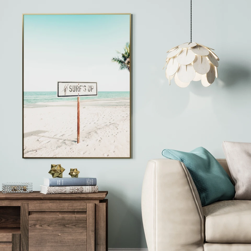 Scandinavian Tropical Landscape Posters Modern Prints Sea Beach Bus Palm Tree Wall Art Canvas Painting Nordic Decoration Picture | Дом и сад