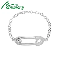 moonmory 925 sterling silver safety pin ring for women white paper clip fine chain european pop jewelry christmas gift wholesale