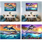 5D алмазная живопись сделай сам, дельфин, полностью круглая вышивка крестом, стены, украшение для дома