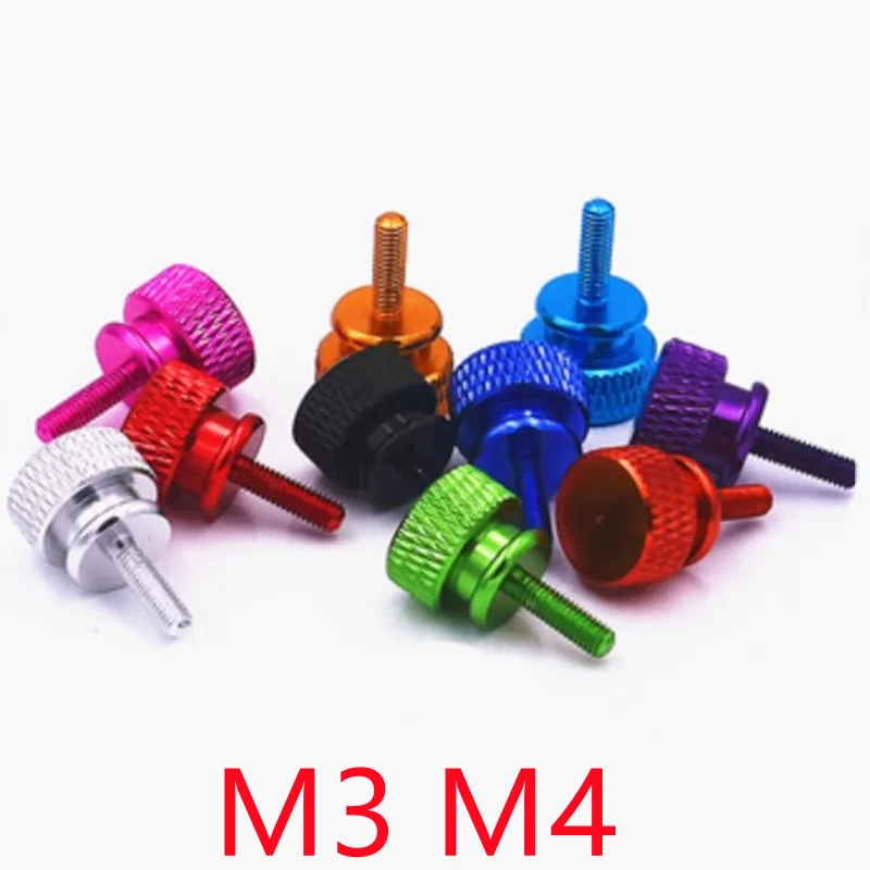 

10PCS/LOT M3 M4*6/8/10/12/16/20 Colourful Aluminum Knurled Head Computer Case Screw Hand Tighten Thumb Screws