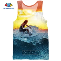 sonspee 3d print surf board summer beach mens sports sea tank tops casual fitness bodybuilding gym muscle sleeveless vest shirt