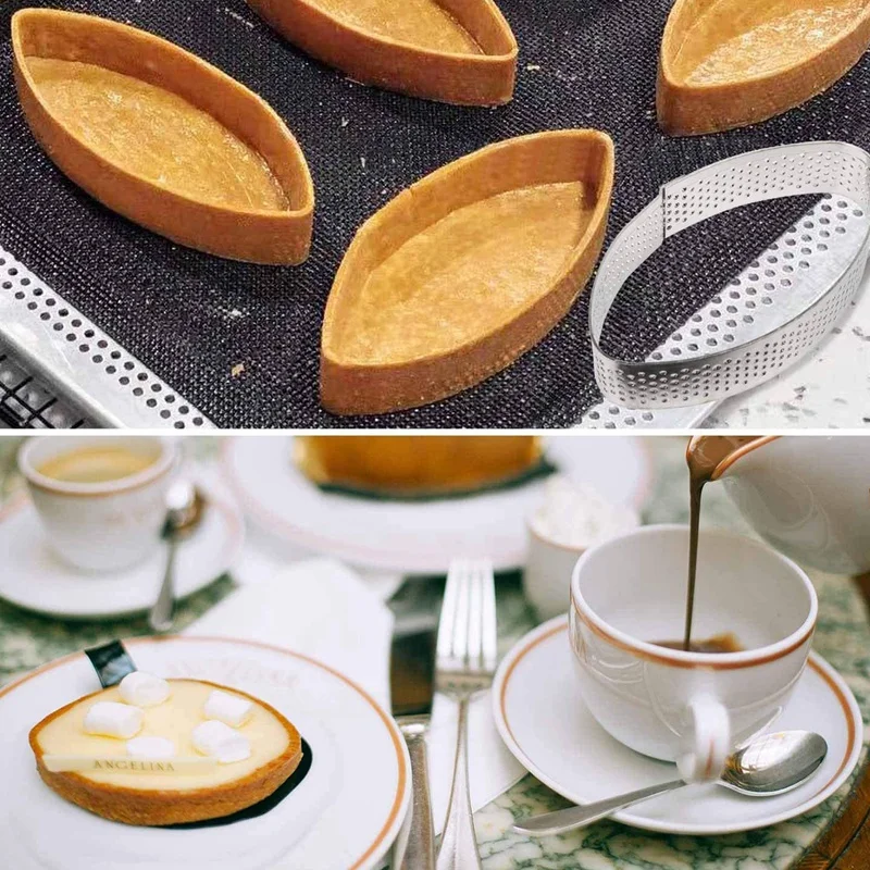 

10 Pcs Boat Shape Triple-cornered Stainless Steel Tart Ring Tower Cake Mould Baking Tools Perforated Cake Mousse Ring