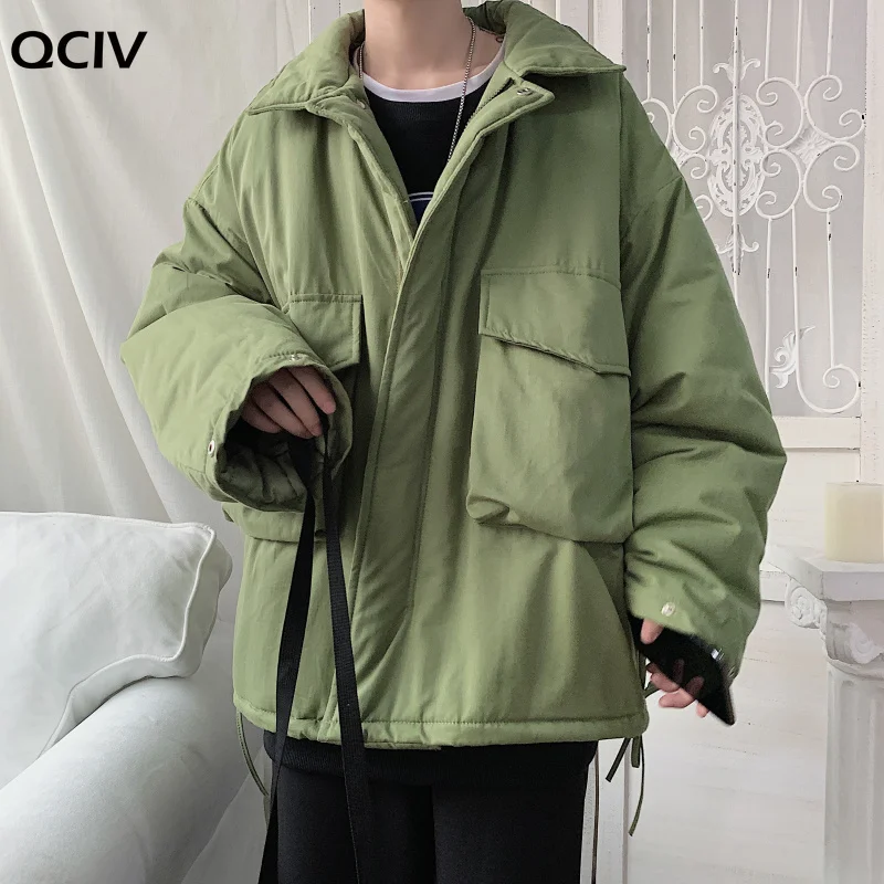 Winter Jacket Men Warm Fashion Casual Oversized Cotton Short Coat Men Korean Loose Pocket Tooling Coat Mens Thicken Coat Clothes