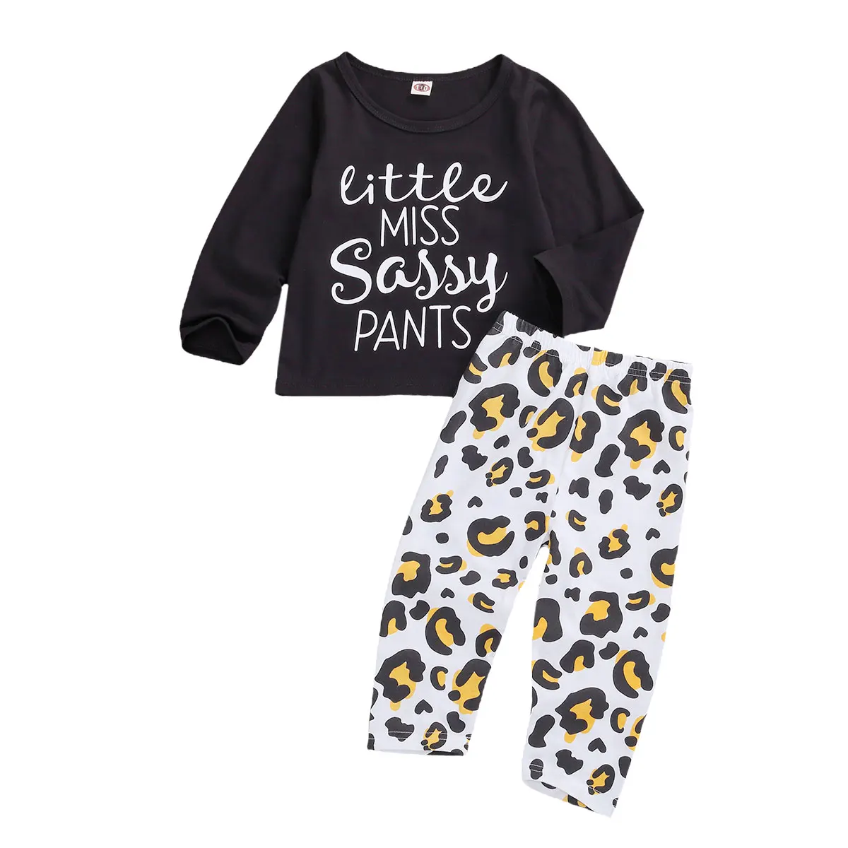

Infant Newborn Baby Long Sleeves Shirt + Leopard Print Trousers Sassy Pants Print Classic Round Neck Spring Clothing 1-5T