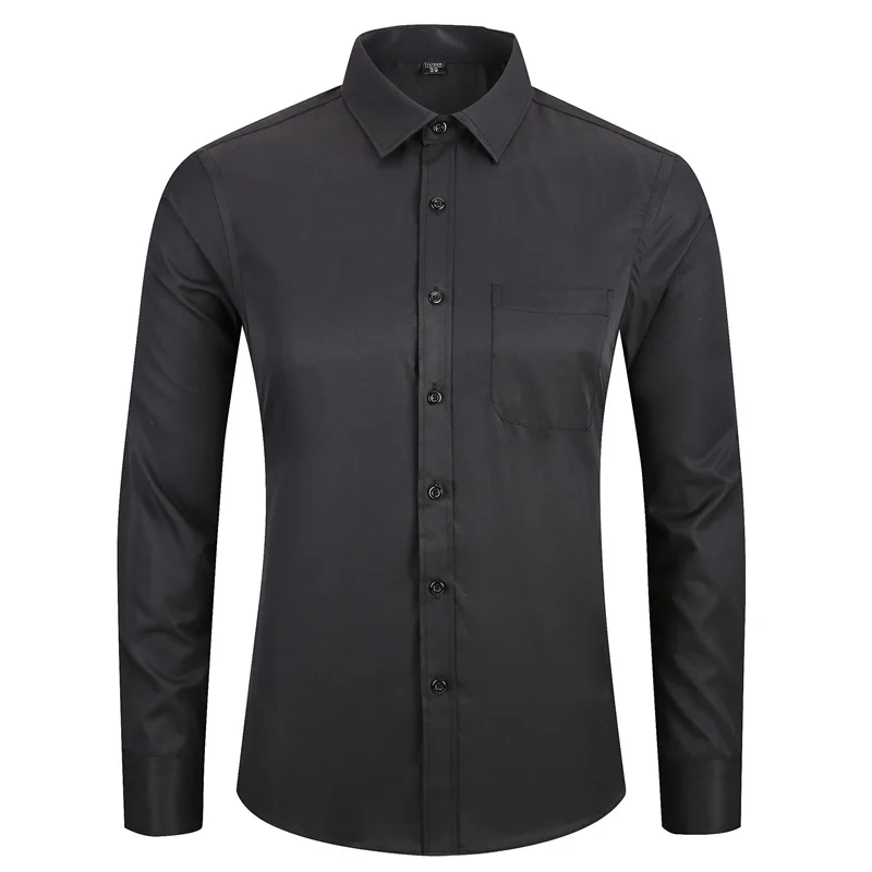 8868-10 Black Мужская рубашка размера плюс 5XL 6XL 7XL 8XL белая черная синяя розовая повседневная мужская деловая рубашка с длинным рукавом высокого качества - Цвет: 8868-10 Black