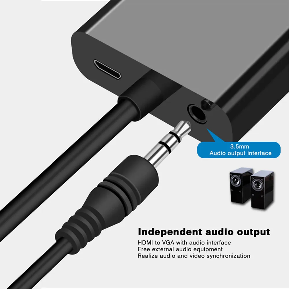 Адаптер Anmck HDMI-VGA папа-мама преобразователь адаптер 1080P цифро-аналоговый видео