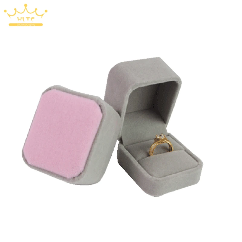 Розовый с серым бархатным кулоном ожерелье серьги браслет упаковка для