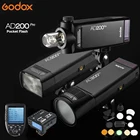 Карманная вспышка Godox AD200Pro TTL 2,4 Вт 18000G HSS 2900 мАч литий-ионная батарея Внешняя вспышка для Canon Nikon Sony Olympus Fuji