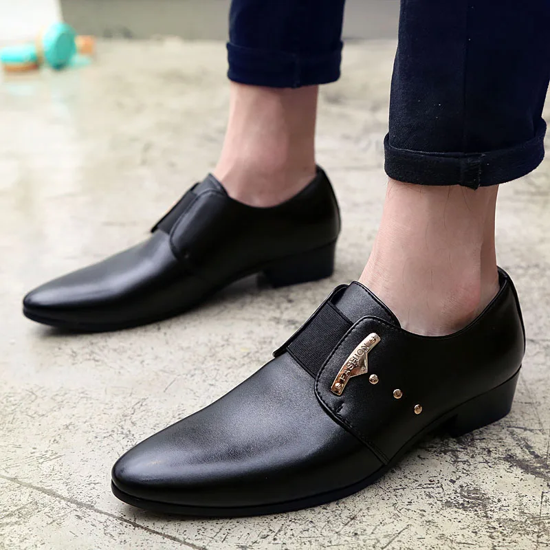 

NEW Fashion Formal Men Peas Shoes Breathable Business Dress Shoes Genuine Leather Casual Oxfords Pointed Leather Shoes %3515