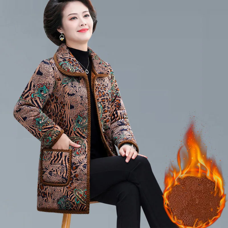 Зимнее пальто Fdfklak с бархатной подкладкой толстые парки для бабушки среднего