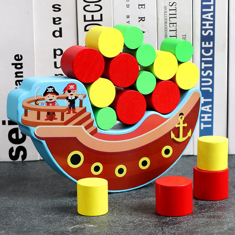 Деревянный пиратский корабль балансирующая игра штабелируемые блоки