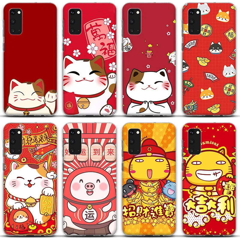 

Силиконовый чехол Lucky Cat для Samsung Galaxy S8 S9 S10 S20 S21 Plus Note 20 Ultra 10 9 8 A51 A50 A71 A70 A520