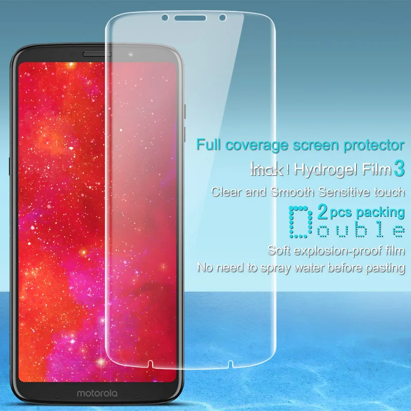 2 шт. Антибликовая Гидрогелевая пленка Imak Для Motorola Z3 Play 3D полноэкранная Защитная