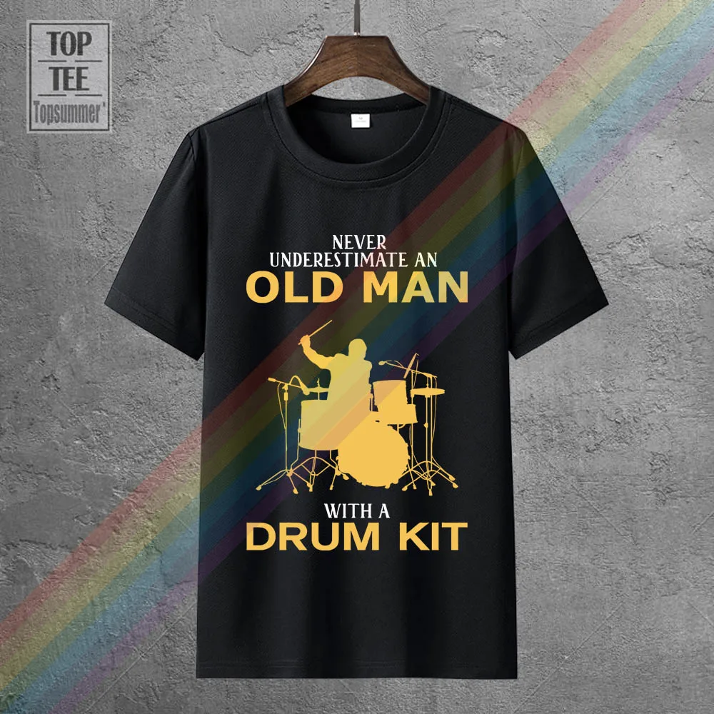 Clothing Tops Hipster Fashion New Never Underestimate An Old Man With A Drum Kit T Shirt Size S 2Xl