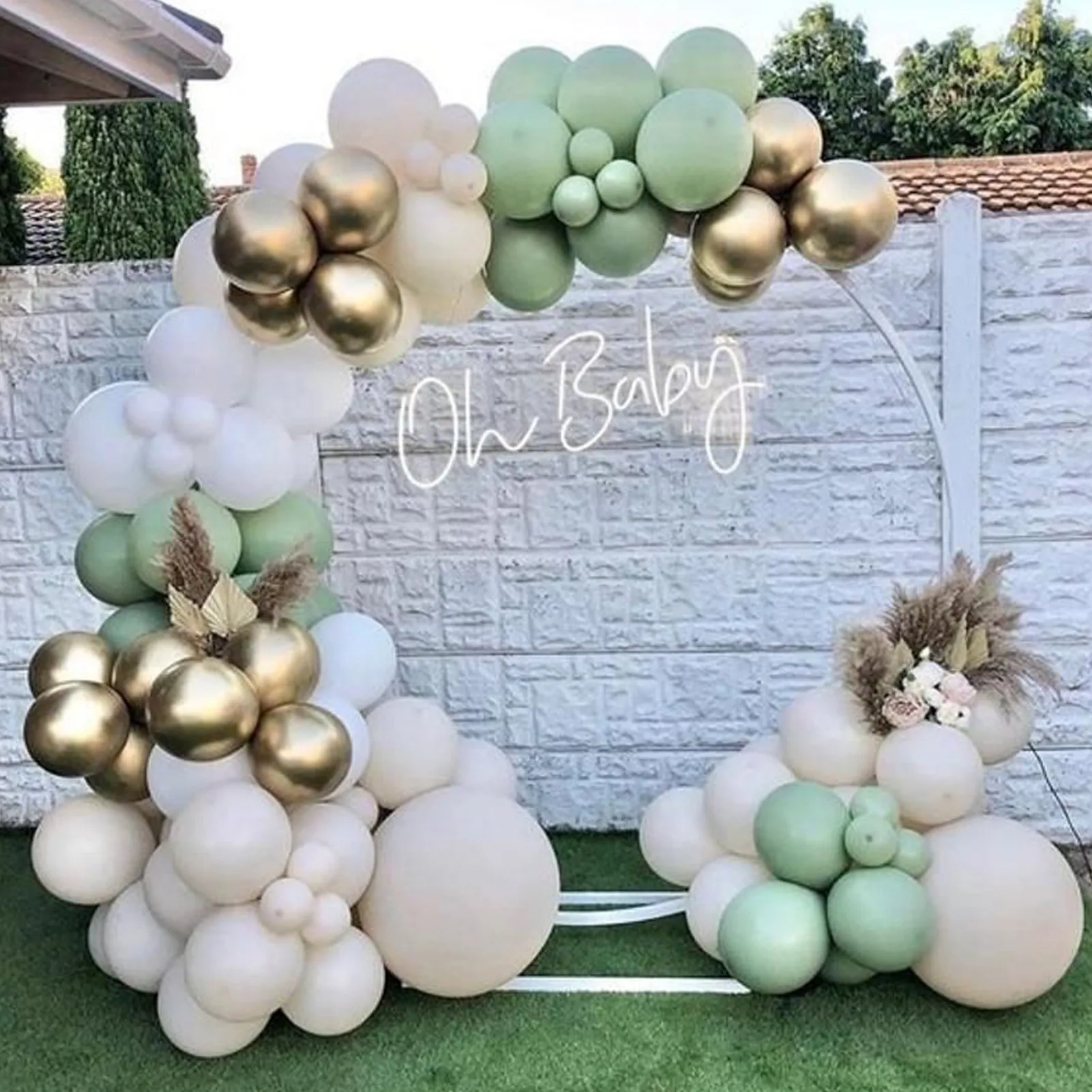 

Balloons Garland Arch Kit Avocado Green Chrome Gold Latex Balloon Wedding Decoration Gender Reveal Kids Birthday Baby Shower
