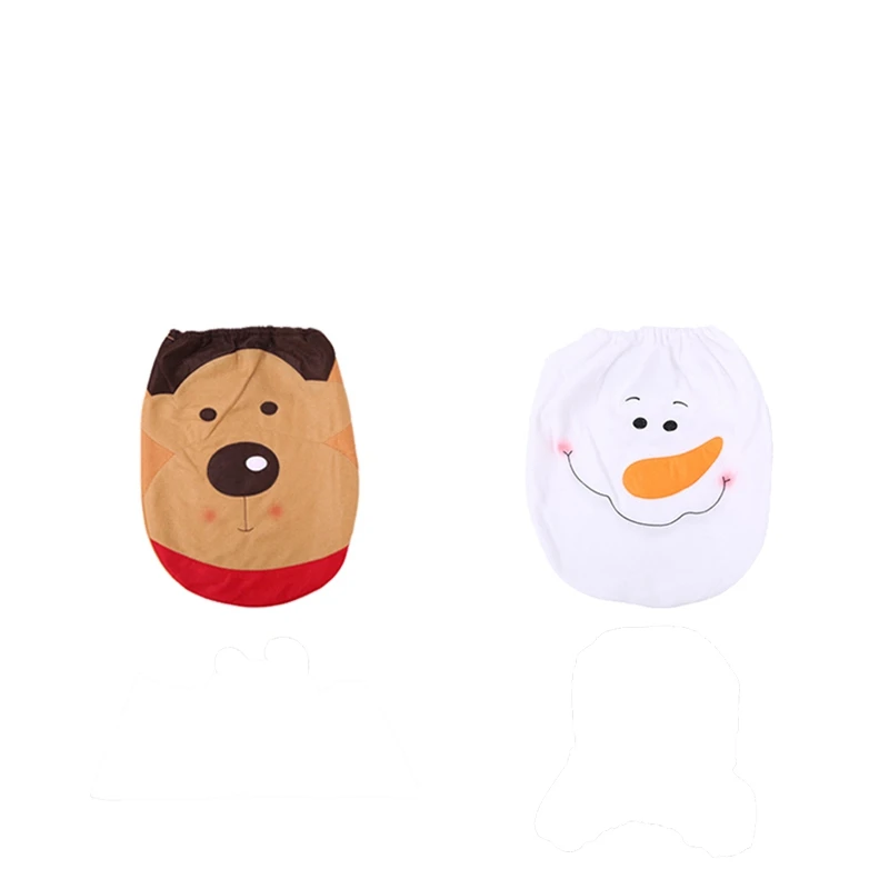 2 комплекта рождественские украшения ванная комната Санта Клаус туалет коврик